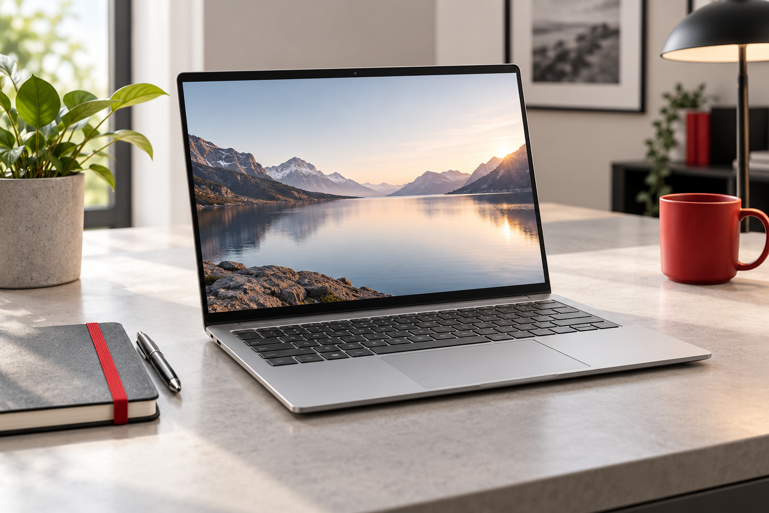 Illustrative editorial photograph of a silver laptop on a desk